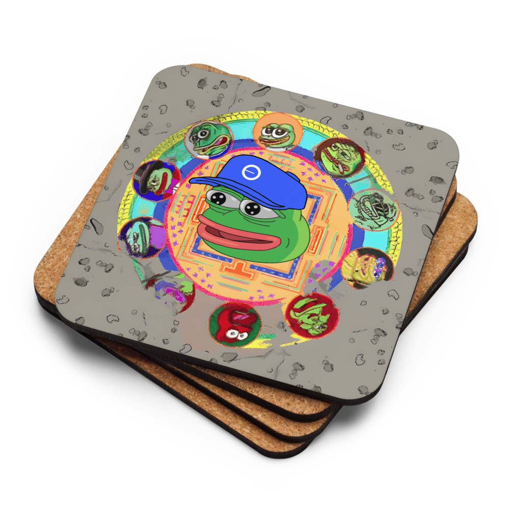Based Pepe mandala - Cork-back coaster