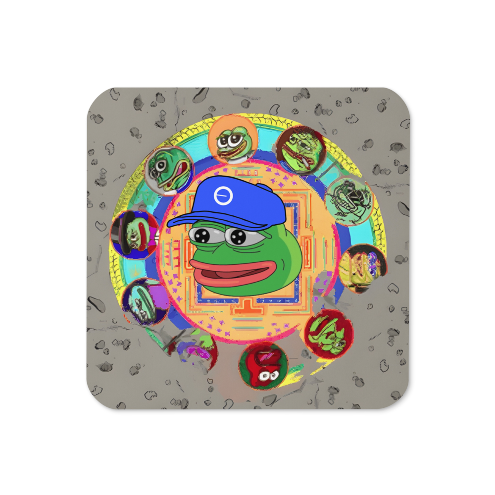 Based Pepe mandala - Cork-back coaster