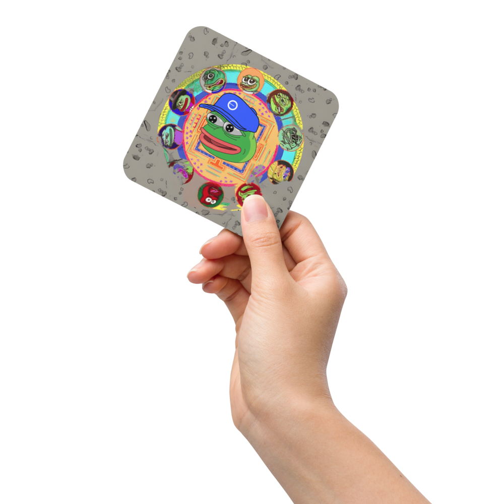 Based Pepe mandala - Cork-back coaster