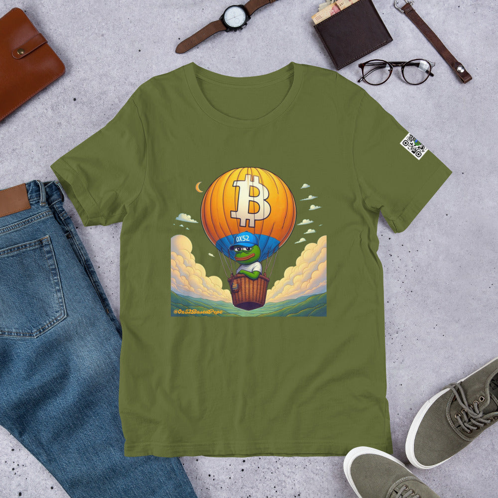 Based Pepe "Bitcoin hot air balloon" - Unisex t-shirt