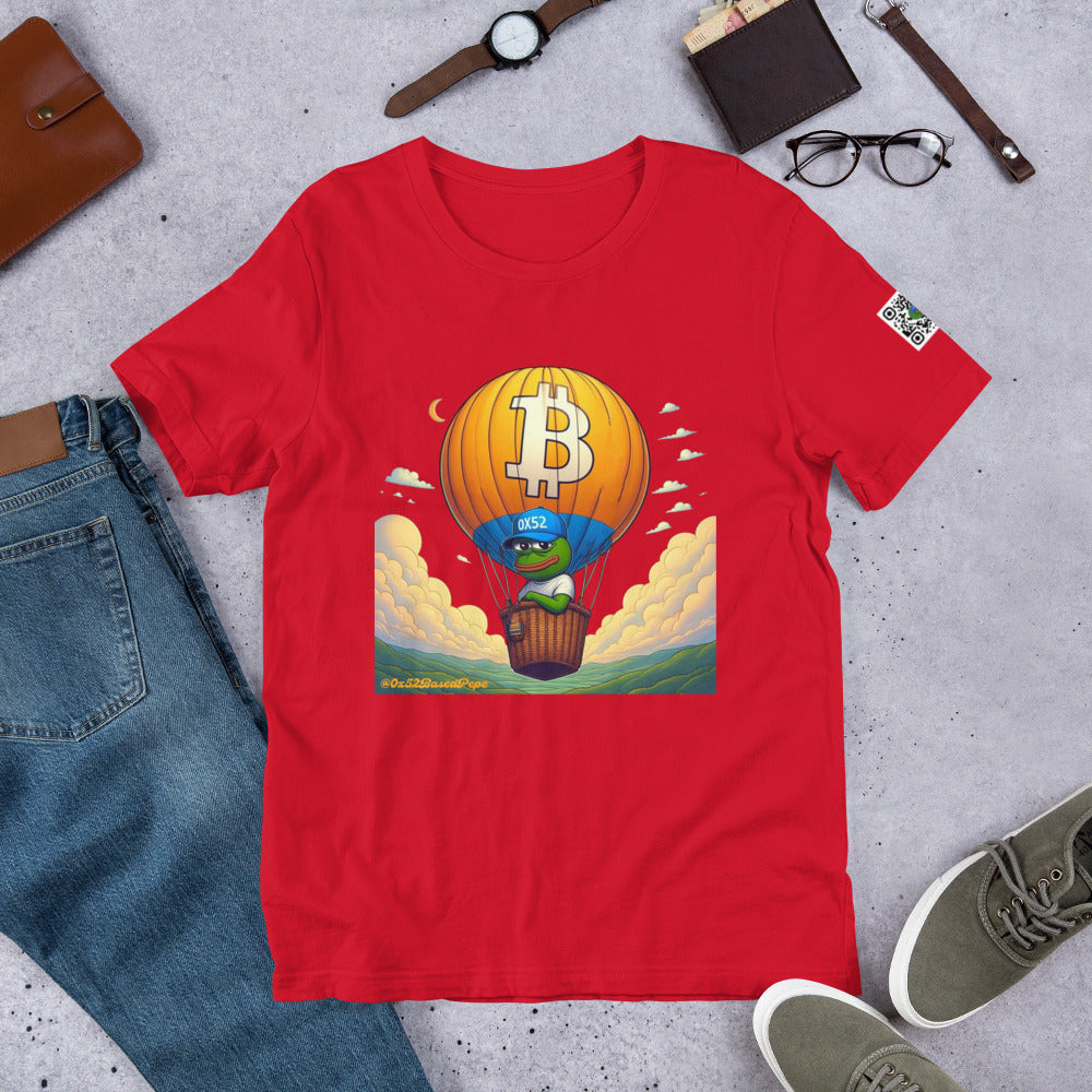 Based Pepe "Bitcoin hot air balloon" - Unisex t-shirt